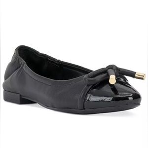 Vince Camuto Black Flats with Gold Accents